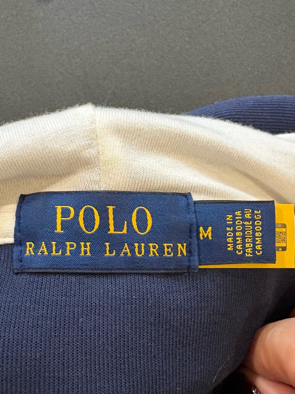 Ralph Lauren Navy and White Color block Hoodie - Picture 3 of 6